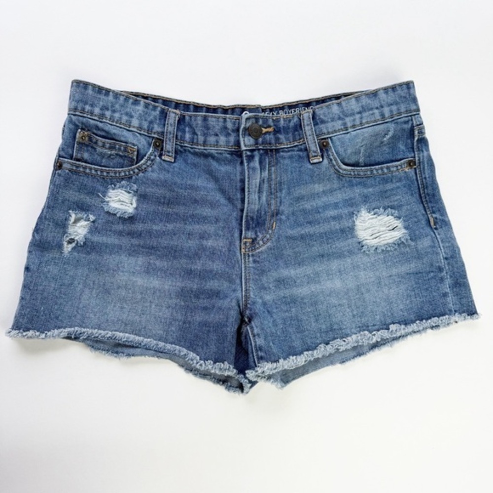 GAP Blue Jean Shorts Distressed Raw Hem Boyfriend Shorts Size 4/27